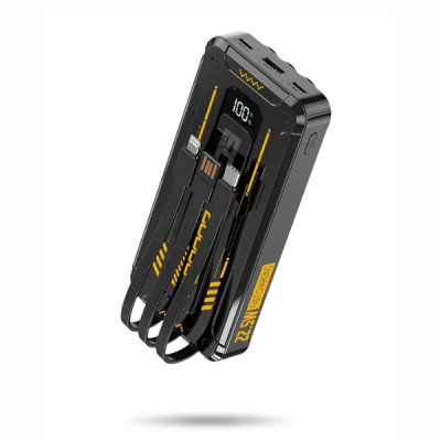 Portable Power Bank with Built-in 4 Cables & LED Display