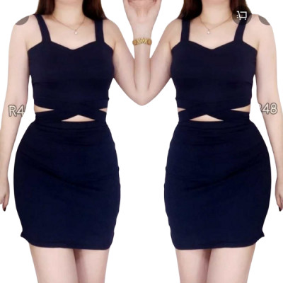 Women Crisscross Slim Fitted Crop Tank Top & Skirt Set – 2 Piece Outfit