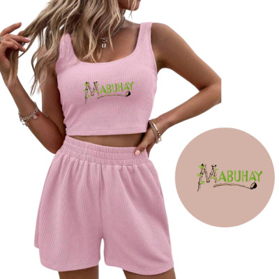 Women’s Ribbed Crop Top & Shorts Set – “MABUHAY” Edition