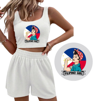Women’s Ribbed Crop Top & Shorts Set – “FILIPINO GIRL” Edition 🇵🇭